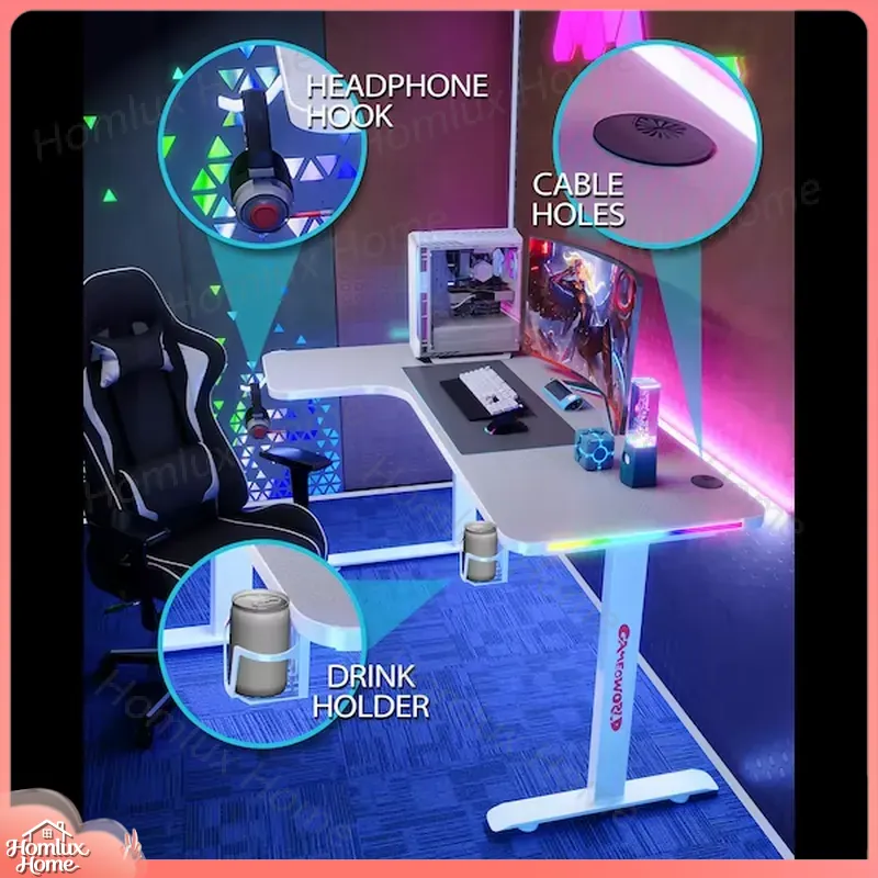 Grand bureau de jeu en forme d - Desk Setup L Shaped avis et prix
